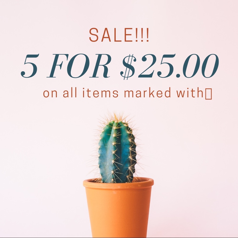 5 items for $25.00 on all items marked with 🌵